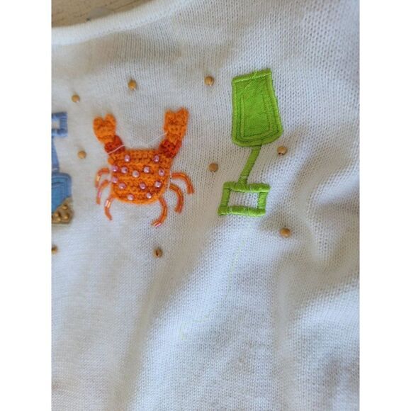 Vintage design options Philip Jane Gordon white Beach Crab cardigan starfish emb - Picture 15 of 16
